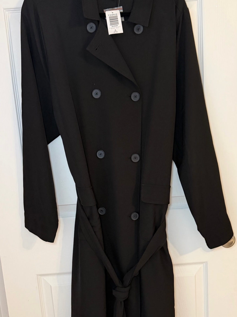 torrid Black Double-Breasted Belted Trench Coat